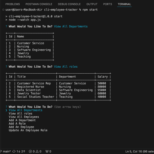 CLI Employee Tracker